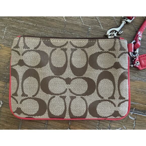 Coach Signature Wristlet - Red and Brown - Picture 5 of 10